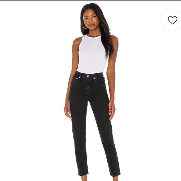 NWT Agolde Jamie Rematch High Rise Classic Black Jeans Size 23 - Picture 1 of 7